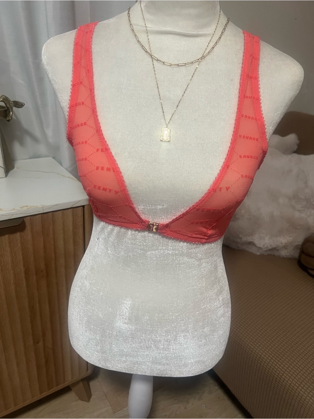 Savage X Fenty Coral Mesh Deep V Bralette